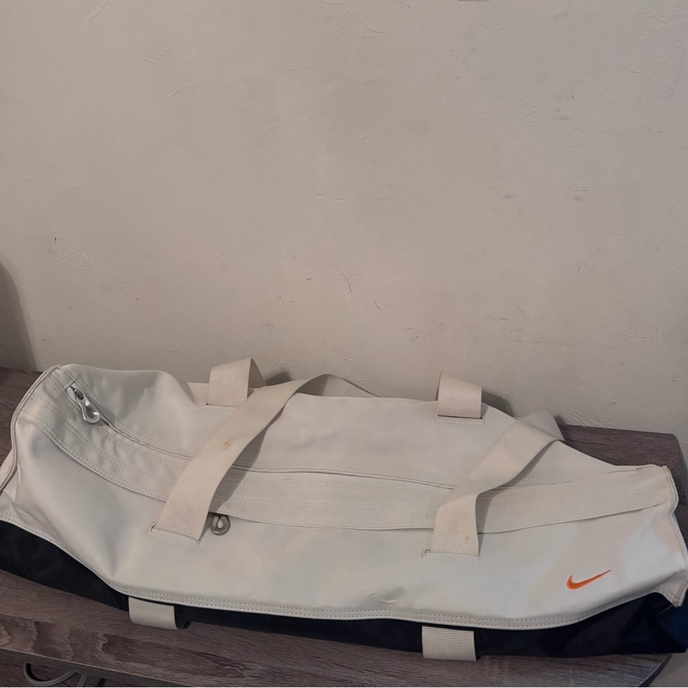 Nike Medium Size Duffle Bag Tan & Black With Orange Swoosh